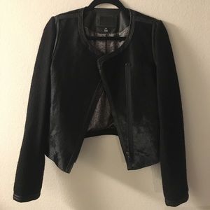 Genuine leather and wool jacket